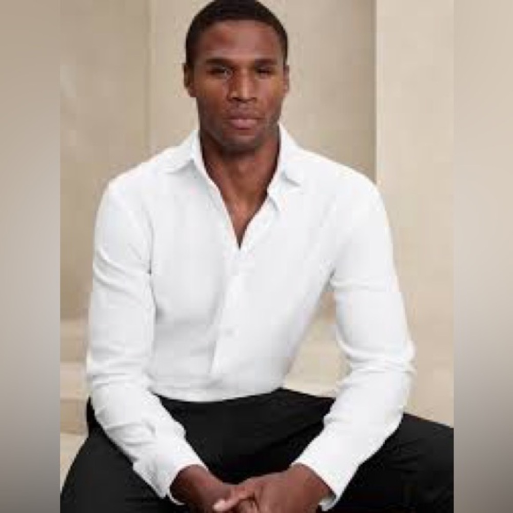 Banana Republic TRUE SLIM HERRINGBONE DRESS SHIRT M